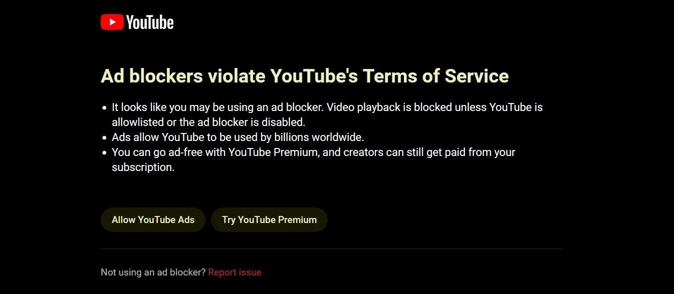 广告拦截器违反了 YouTube 的服务条款
