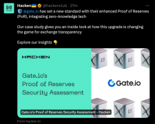 TokenPocket冷钱包|Gate.io 100%储备金证明通过Hacken审计，1月份数据显示储备金总额